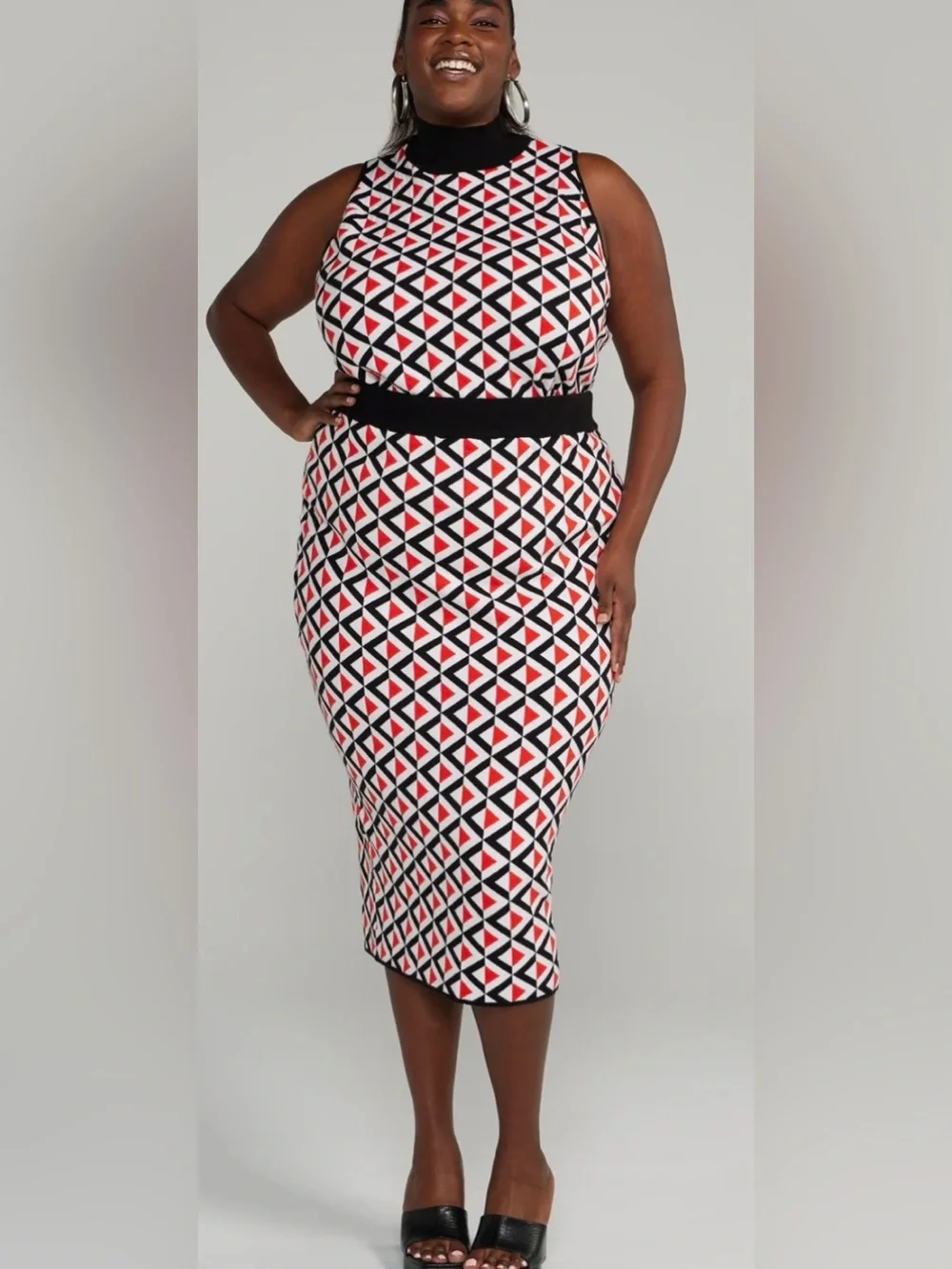 NWT fashion 2 figure Geometric Print Sleeveless knit skirt two piece set size 2X